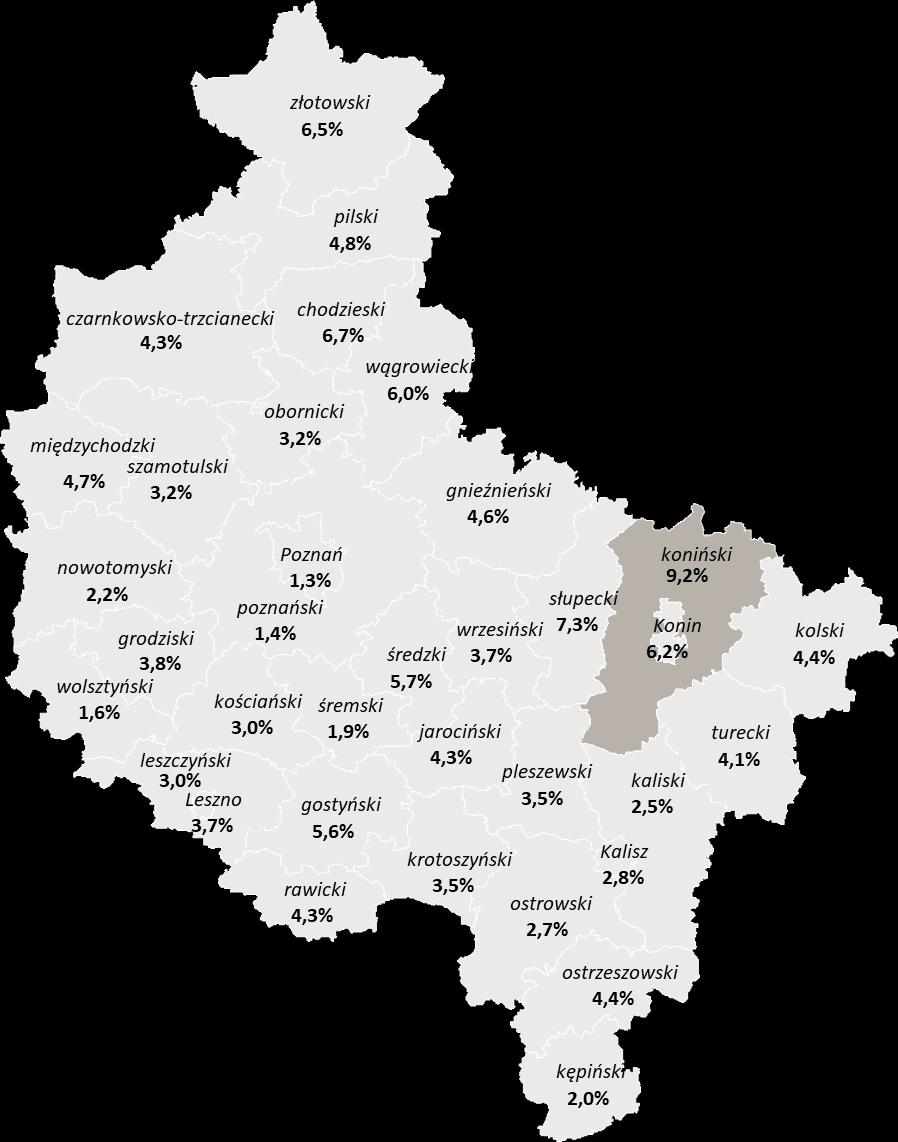 koniński Powyżej 32,0% 26,0% - 32,0%