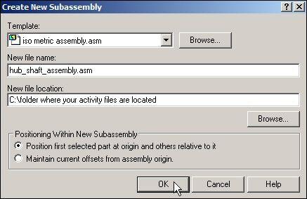 Ćwiczenie: Przenoszenie i rozbijanie w złożeniu Nazwij nowe podzłożenie hub_shaft_assembly.asm.
