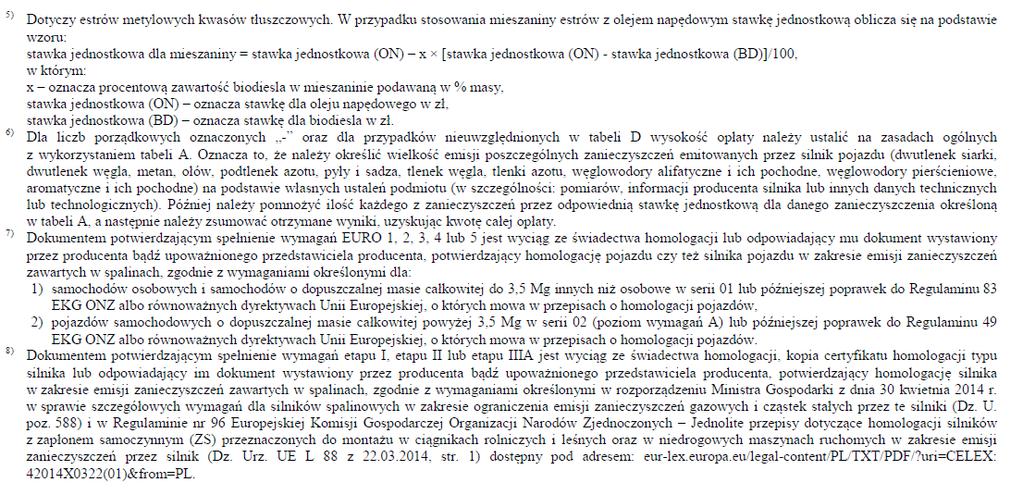 Po zsumowaniu opłat z tabeli formularza szczegółowego, formularza zbiorczego należy wpisać należne opłaty i łączną ilość należnej opłaty wynikającą z tabel A, B, C i D.