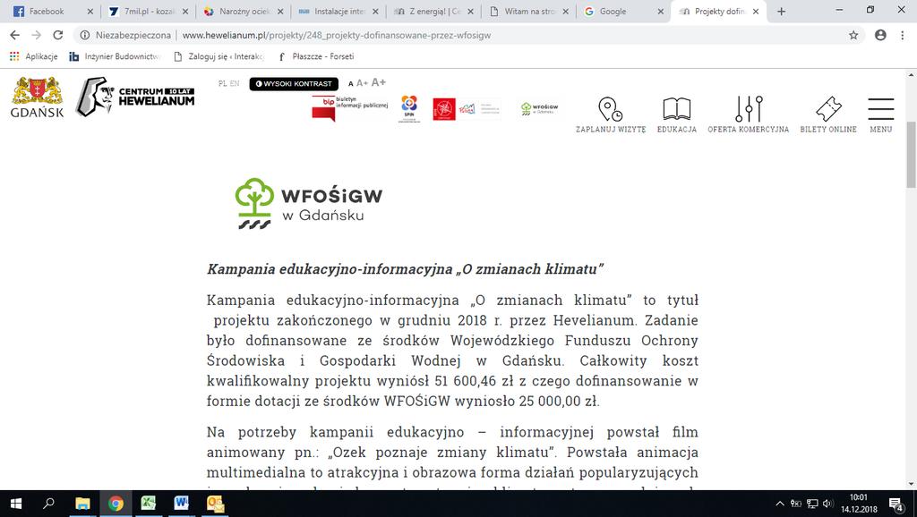 WFOŚiGW na stronie głównej Hevelianum