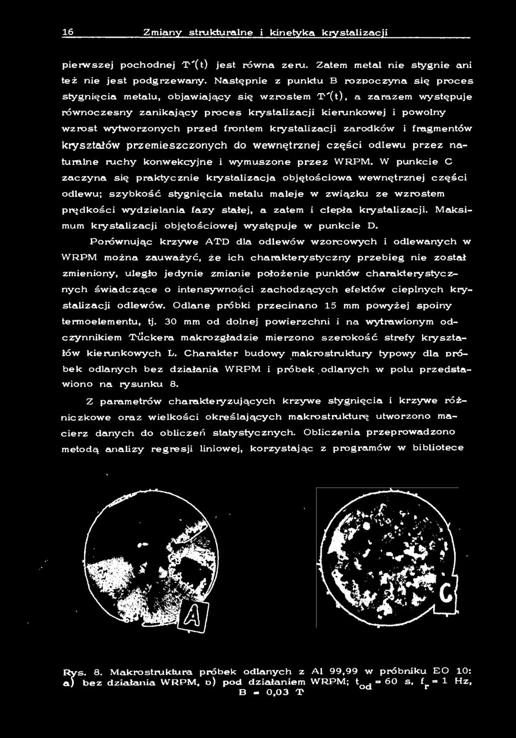 wytworzonych przed frontem krystalizacji zarodków fragmentó w krys z tałów przemieszczonych do wewnętrznej części odlewu przez naturalne ruchy konwekcyjne i wymuszone przez WRPM.