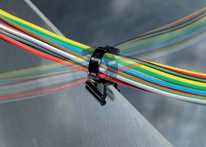 Opaski kablowe Cable i elementy Ties and mocujące Fixings Opaski dwuczęściowe z mocowaniem do krawędzi, obrotowe CBT30MR do max średnicy wiązania 32,0 mm, obrotowe 360 CBTO50R do max średnicy