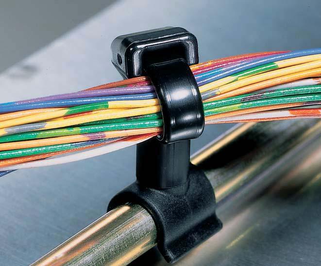 Cable Opaski Ties kablowe and Fixings i elementy mocujące Opaski dwuczęściowe z mocowaniem do rury, obrotowe 360 Łatwa w montażu opaska zewnętrznie ząbkowana posiada obrotowy uchwyt (klip), przy