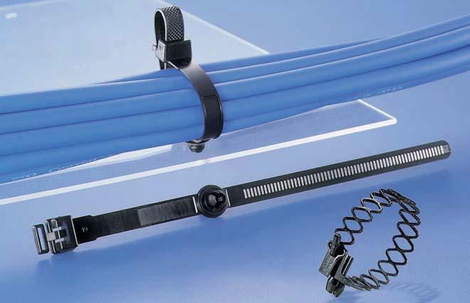 Opaski kablowe Cable i elementy Ties and mocujące Fixings Opaski jednoczęściowe z mocowaniem na nit rozporowy rozpinalne rozpinalne, z elastyczną taśmą Opaski z mocowaniem nitowym charakteryzują się