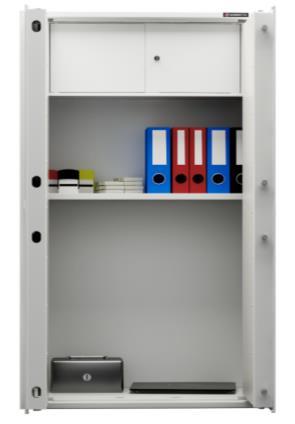 Wyprowadzenie instalacji alarmowej Czujnik położenia drzwi Czujnik położenia rygli Czujka sejsmiczna VV602 Plombowanie Uchwyt na 8 szt. broni Uchwyt na 14 szt.