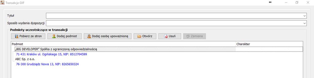 Na liście podmiotów dla transakcji GIIF pojawią się tylko