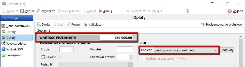 Dalej decydować będzie wartość przedmiotu podana w PLN lub w Euro, oraz kryterium oznaczenia Podlega.