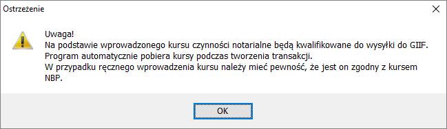 Możliwe jest wcześniejsze wprowadzenie ręczne kursu w sytuacji, gdy danego dnia nie była jeszcze ogłoszona przez NBP tabela kursów.