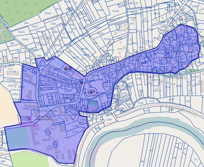 Podobszar Czernichów Podobszar obejmuje centrum Czernichowa.