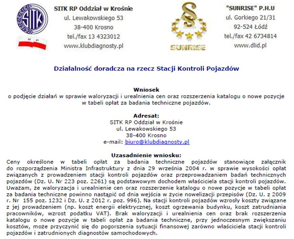 W styczniu 2014 roku na stronach www.klubdiagnosty.pl i www.dlid.