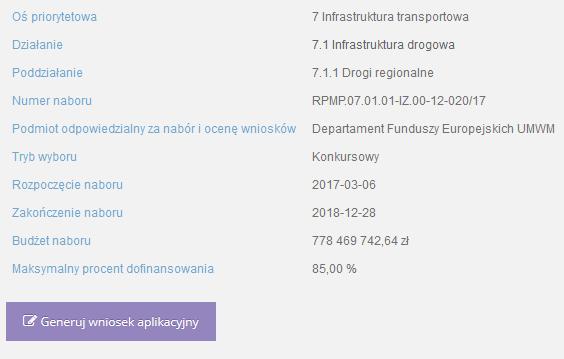 Na stronie formularza dostępne jest menu