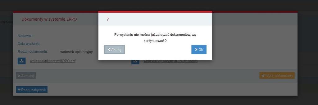 Po dodaniu wszystkich załączników należy kliknąć przycisk