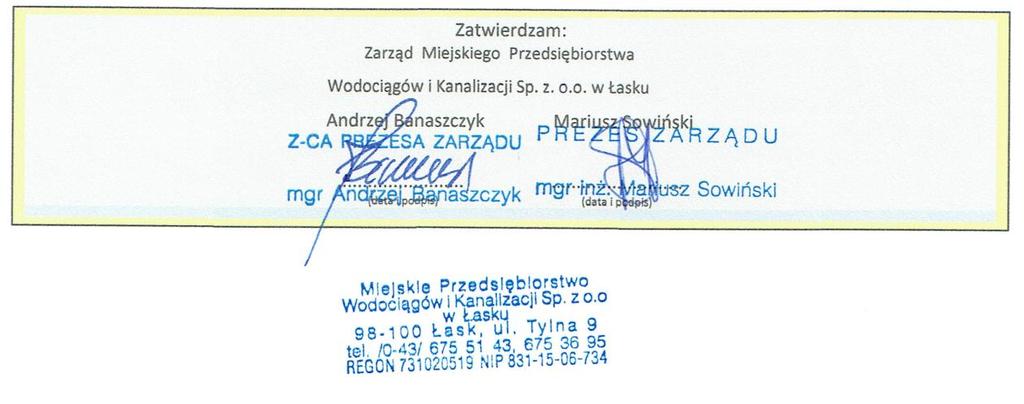 MIEJSKIE PRZEDSIĘBIORSTWO WODOCIĄGÓW I KANALIZACJI Sp z oo TEKST UJEDNOLICONY UWZGLĘDNIAJĄCY ZMIANĘ Z DNIA 24022017r oraz z dnia 17032017r Łask dnia 24 lutego 2017 r Numer referencyjny nadany sprawie