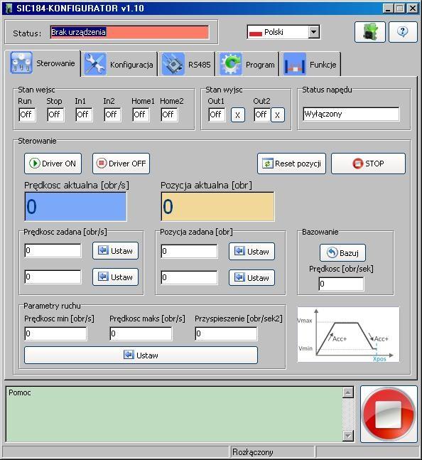 Rys. 3. Zakładka Sterowanie programu SIC184.EXE Ad. 2.