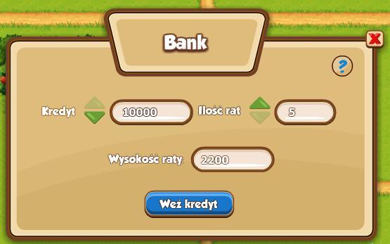 5.4 Bank Jeśli gracz potrzebuje pieniędzy na inwestycje, może skorzystac z usług banku i pożyczyć do 10000 na okres od 5 do 10 rund.
