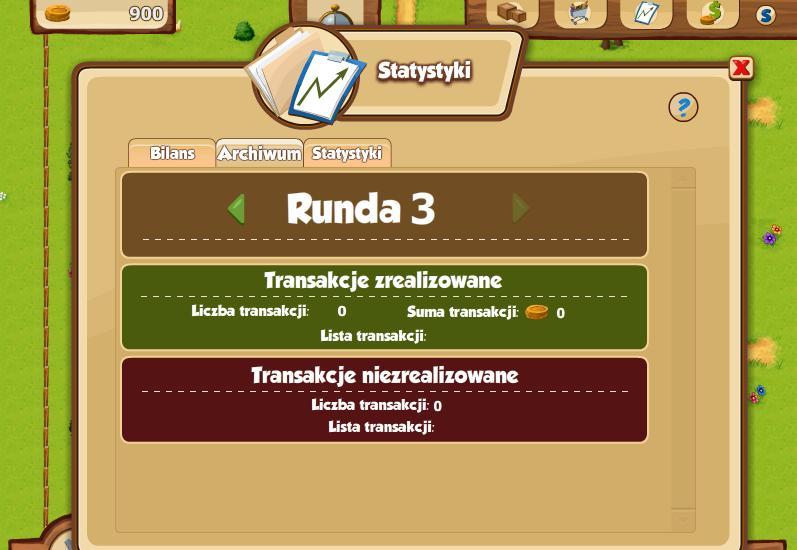 Raty są pobierane automatycznie na koniec każdej rundy, po sesji sprzedaży. 5.5 Zakończenie rundy i statystyki Każda runda trwa 5 minut.