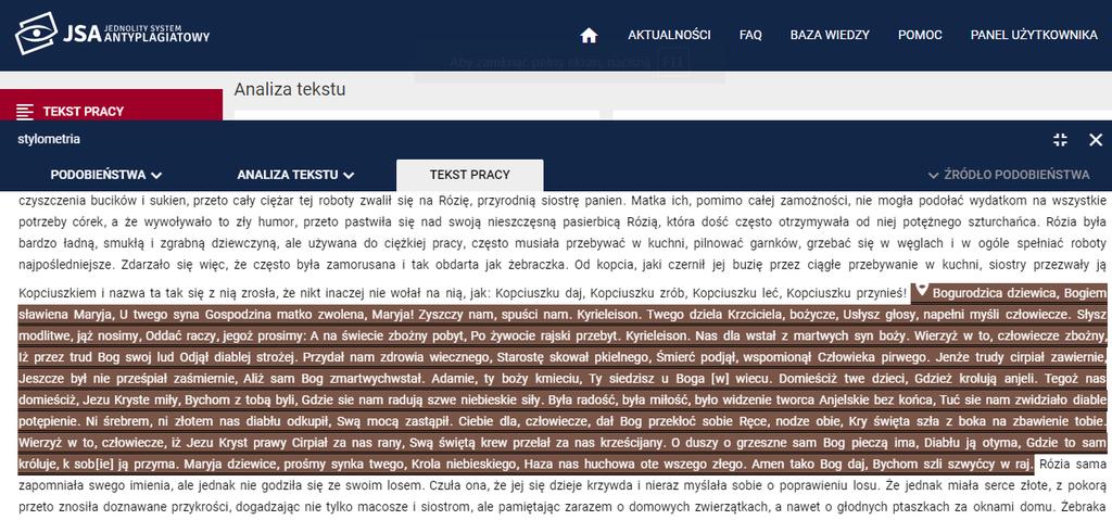Fragment innego stylu w tekście pracy Krok 4: