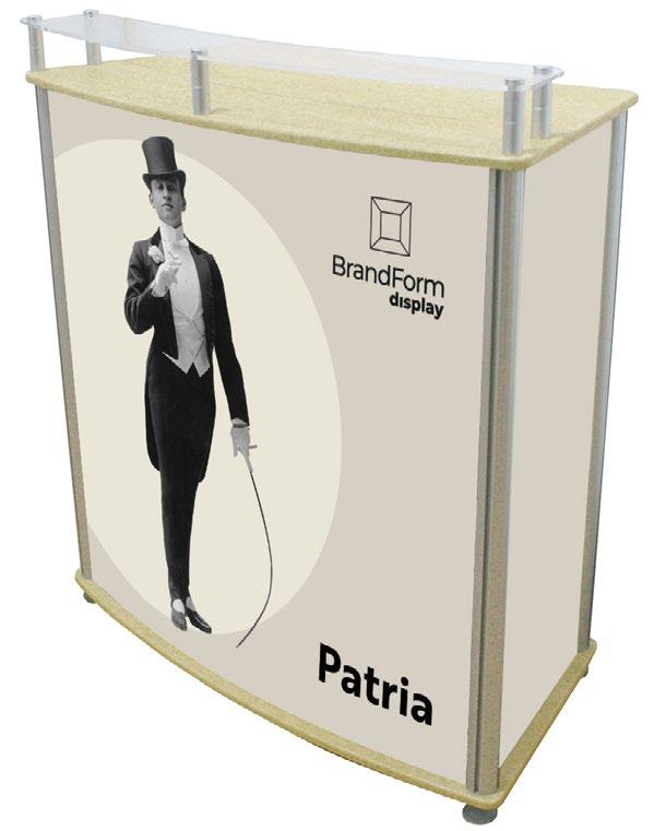 Seria Lignum Patria Trybunka Patria wykonana jest z 50 mm aluminiowych słupków, posiadają stabilne blaty MDF i podstawy.