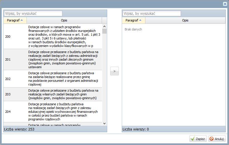 księgowe/ Paragrafy. 2. Kliknij przycisk Zmień. 3.