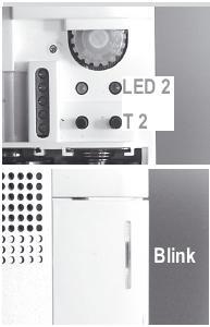 W takim przypadku zielona dioda LED 1 nie pulsuje. Wciśnięcie przycisku T1 aktywuje funkcję alarmu dioda LED 1 będzie pulsować dwukrotnie w regularnych odstępach.