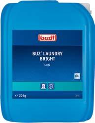 BUZ LAUNDRY ŚRODKI PRALNICZE BUZ LAUNDRY STRONG L 831 Płynny wzmacniacz siły piorącej Zwalcza najtrudniejsze zabrudzenia Wzmacniacz siły piorącej do użytku przemysłowego Rekomendowany do tkanin tj.