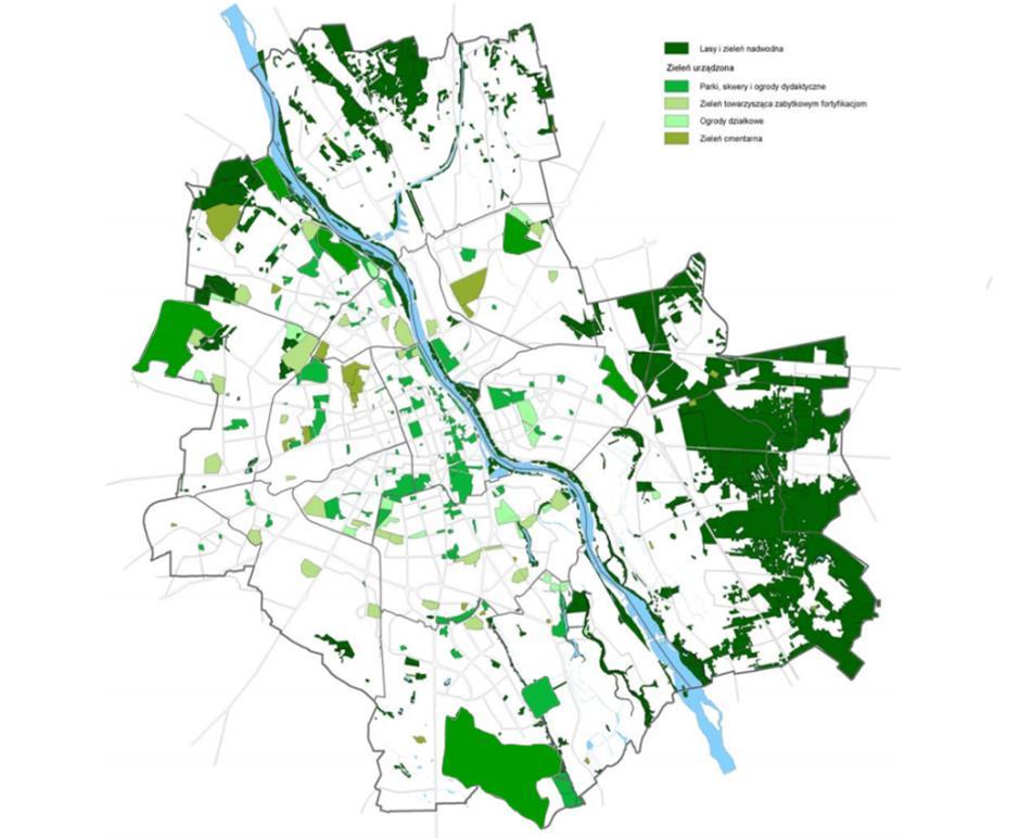 Przedmiot badań Parki warszawskie o