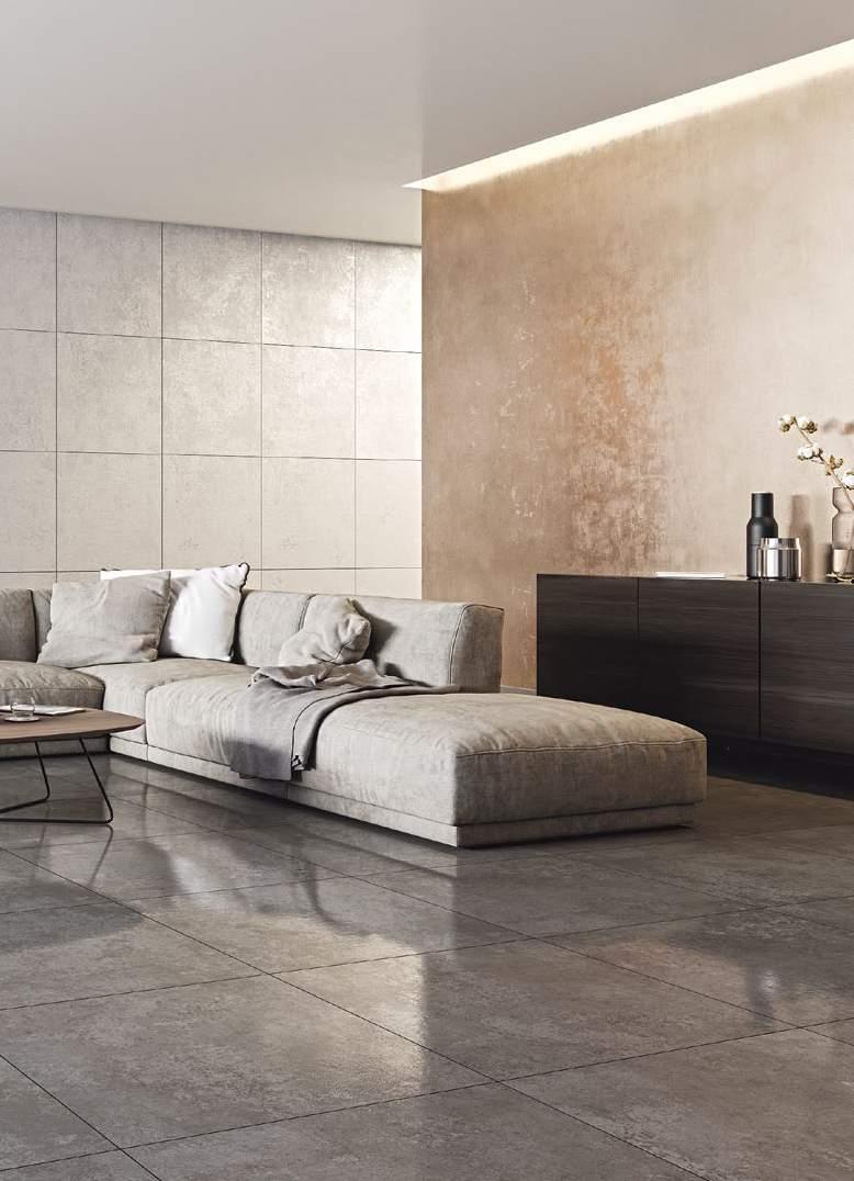 porcelain gres / rectified cover floor / wall: METALICA GRAFITO LAPPATO 75x75, METALICA GRIS LAPPATO 75x75