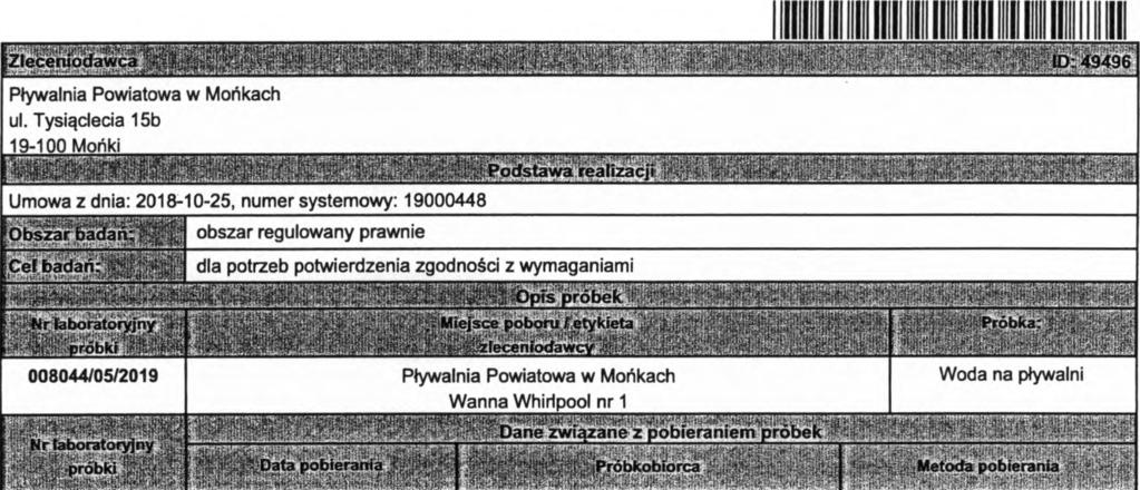 'Data zakończenia badan^ ^ ; ^ ^ 2019-05-22, godz.16:10 2019-05-22 2019-06-03 ' U w a g. c:::-.:/:. mm Stan próbki w chwili dostarczenia do laboratorium nie budzi zastrzeżeń.