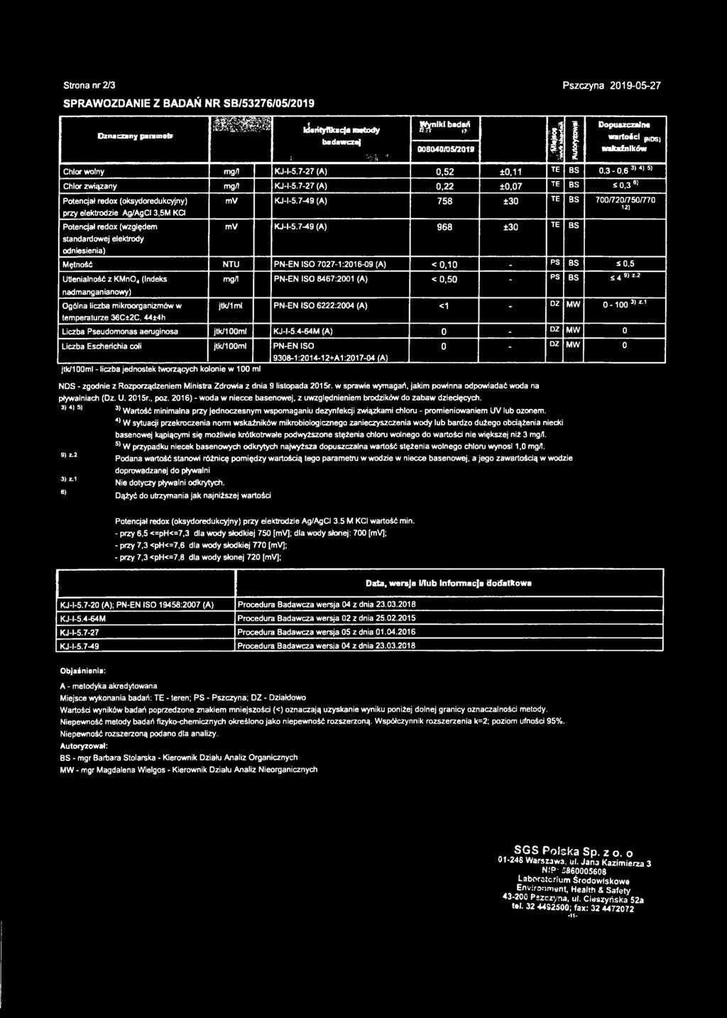 7-27 (A) 0,22 ±0,07 TE BS S 0,3 6) Potencjał redox (oksydoredukcyjny) przy elektrodzie Ag/AgCI 3,5M KCI Potencjał redox (względem standardowej elektrody odniesienia) mv KJ-l-5.