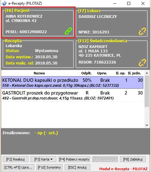 Wróćmy na moment do drugiego okna widocznego po lewej stronie recepty.