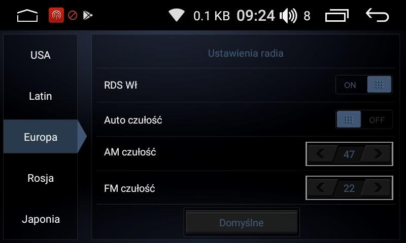 otworzy się menu (rys 6), włącz RDS i wybierz strefę Jeśli chcesz by tuner wybierał tylko stacje o silnym sygnale dotknij, w lewym górnym rogu wyświetlacza pojawi się napis LOC, powtórne dotknięcie