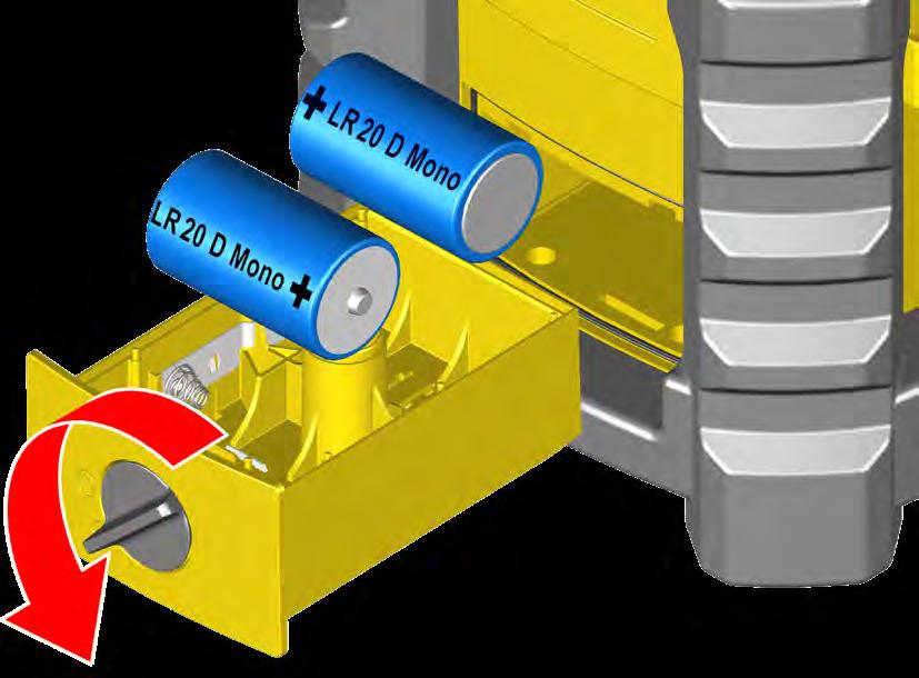 Dioda sygnalizacyjna: Dioda (6) żółta: niska pojemność baterii