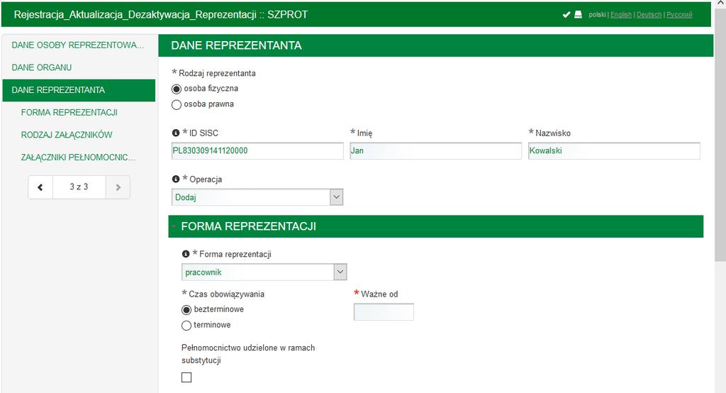 Po kliknięciu Dodaj pojawi nam się kolejne pole do uzupełnienia.
