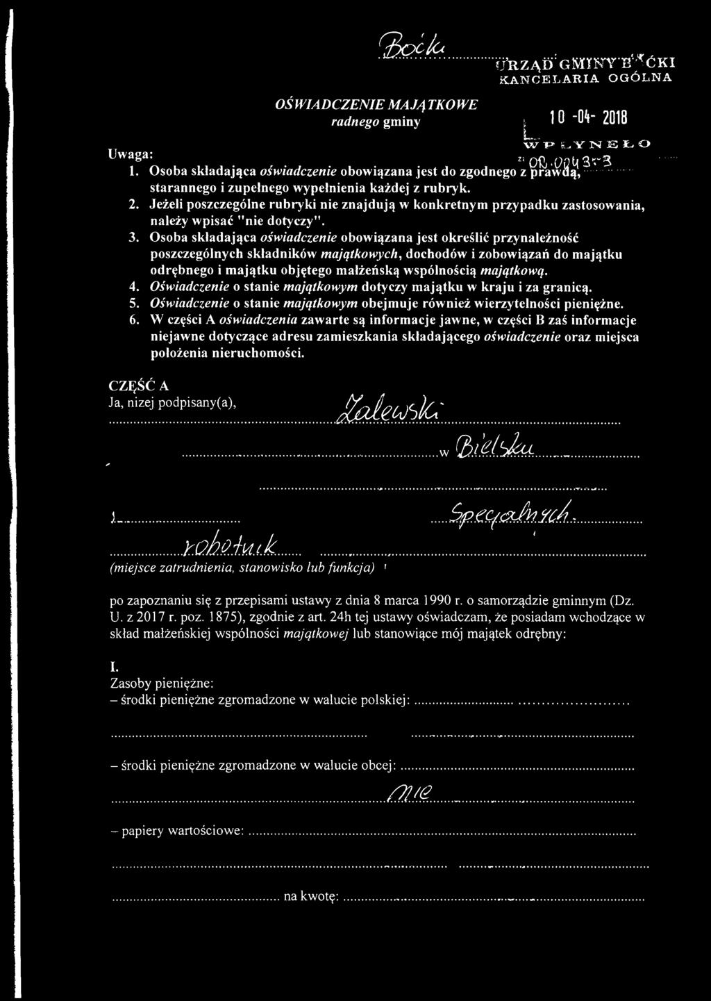Jeżeli poszczególne rubryki nie znajdują w konkretnym przypadku zastosowania, należy wpisać "nie dotyczy". 3.