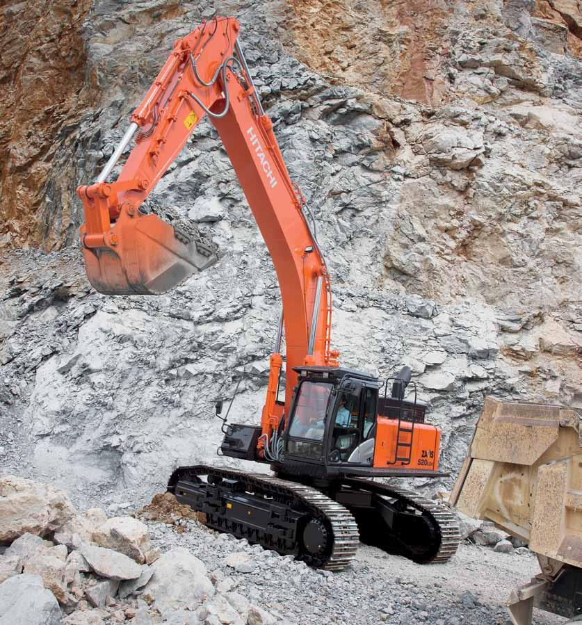 ZX520-5 WYTRZYMAŁOŚĆ Koparki Hitachi ZAXIS o dużej wielkości cieszą się najlepszą renomą pod względem niezawodności i trwałości.