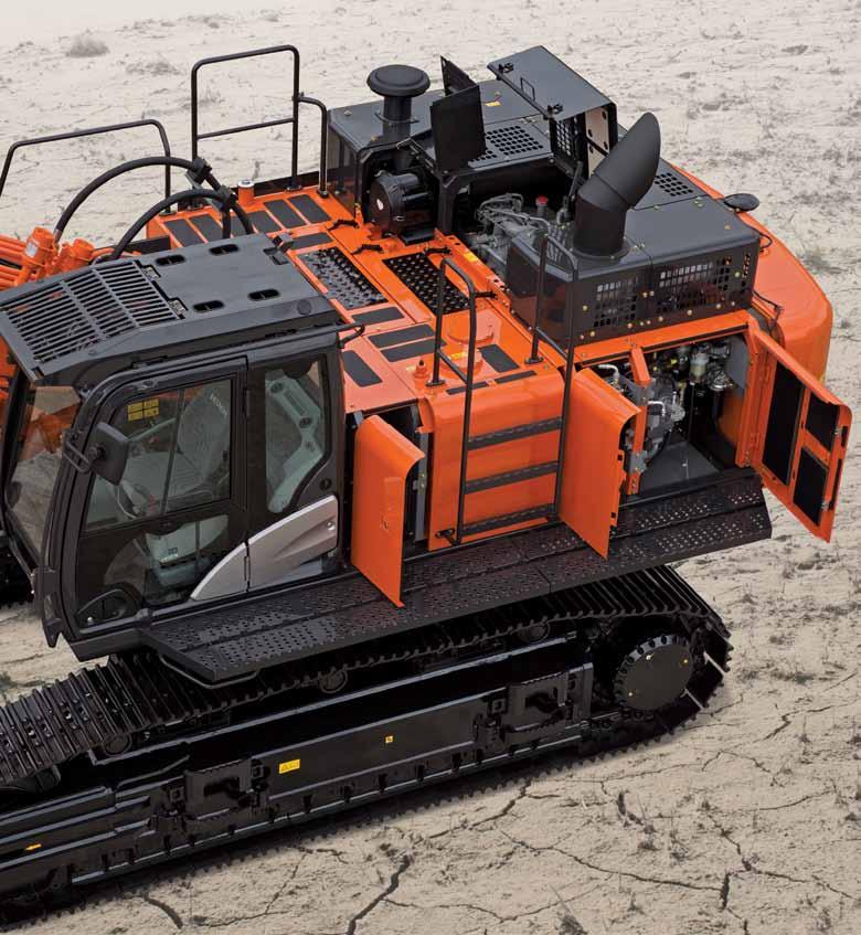 ZX520-5 KONSERWACJA Wiemy, że wygoda ma ogromne znaczenie przy regularnej konserwacji i czyszczeniu koparki ZAXIS 520.