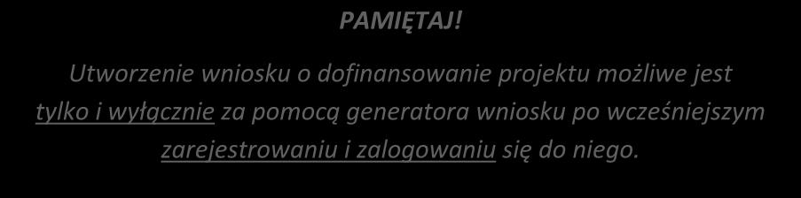 Elementem systemu SYZYF RPO WO 2014-2020 jest generator wniosku o dofinansowanie projektów dla wnioskodawców wraz z panelem użytkownika (Panel Wnioskodawcy).