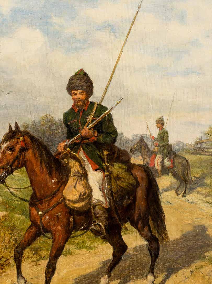 1 Ludwik Gędłek (Kraków 1847 Wiedeń 1904) Kozak na koniu olej, deska, 27,5 33 cm, sygn. l. d.: L.