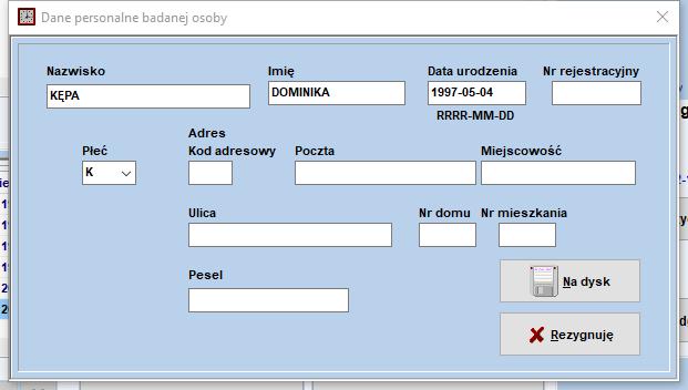 4. Wprowadzanie wywiadów/jadłospisów opcja Wywiad/jadłospis Wybieramy opcję Wywiad z menu łówneo i wchodzimy do formularza Rejestracja żywienia z 24 odzin.