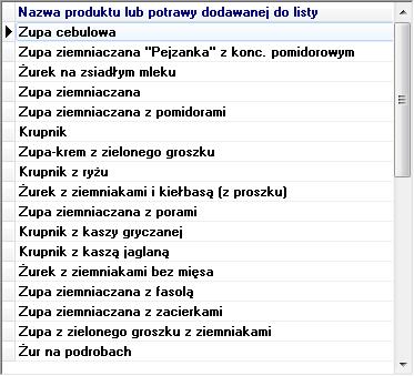 Przy wprowadzaniu spożytych produktów lub potraw obowiązuje następująca kolejność: - wybieramy rupę/podrupę i podświetlamy potrawę/produkt lub wpisujemy nazwę produktu/potrawy, - wskazujemy posiłek,