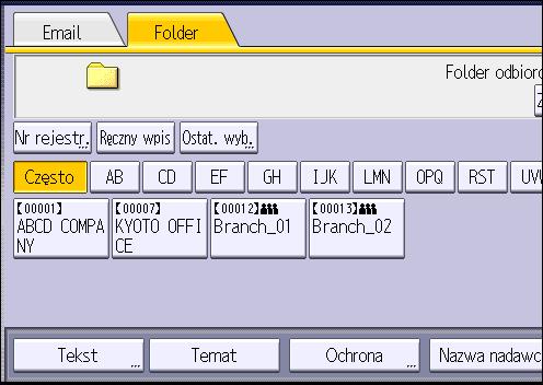 5. Scan Manualne wchodzenie na ścieżkę do odbiorcy 1. Naciśnij przycisk [Ręczny wpis]. 2. Naciśnij przycisk [SMB]. 3. Naciśnij przycisk [Ręczny wpis] znajdujący się po prawej stronie pola ścieżki. 4.