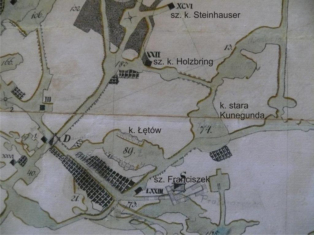 Zał. 5. Fragment mapy Karte der Ersten Gruben Etage zu Wi