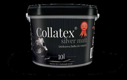 COLLATEX SILVER MATT ANTYREFLEKSYJNA LATEKSOWA FARBA WEWNĘTRZNA ODPORNOŚĆ NA SZOROWANIE PLAMOODPORNA I WODOODPORNA (HYDROFOBOWA) TWORZY ELASTYCZNĄ POWŁOKĘ ANTYREFLEKSYJNA GŁĘBOKI MAT 2 KLASA