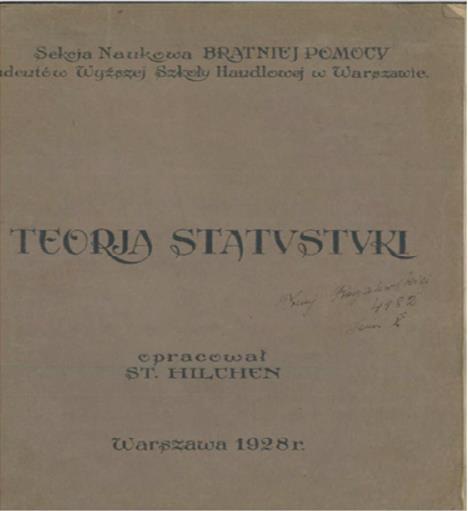 Dydaktyka Skrypt Teorja Statystyki 1928 r. Skypty prof. Szulca (wydane jako podręcznik w 1964 i 1972 r.