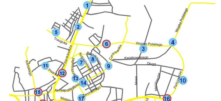 13. Mielec - planuje się przeprowadzenie badań klimatu akustycznego miasta Mielca w 28 punktach pomiarowych w porze dnia, a w 7 punktach dodatkowo w porze nocy.