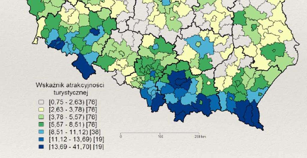 turystycznie województwo w kraju, a aż 6 jst z Małopolski znalazło się w pierwszej piętnastce najbardziej atrakcyjnych powiatów w Polsce.