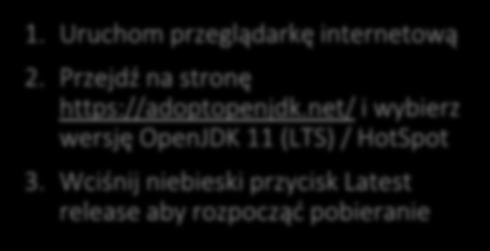 net/ i wybierz wersję OpenJDK 11 (LTS) / HotSpot