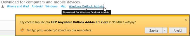 20 Dodatek do MS Outlook INSTALACJA DODATKU 05 Rejestrację dodatku w usłudze PackBack wykonaj podając adres DNS serwera, na którym uruchomiona jest usługa.