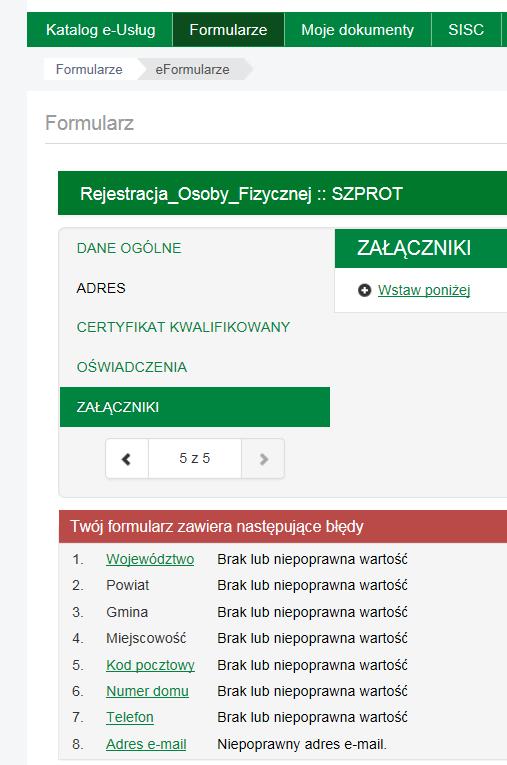 2. Rejestracja osoby fizycznej.