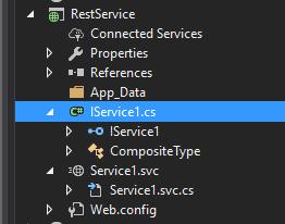 Nowy Web Service Sharp Powstanie kilka plików i katalogów między innymi IService1.cs i Service1.svc.